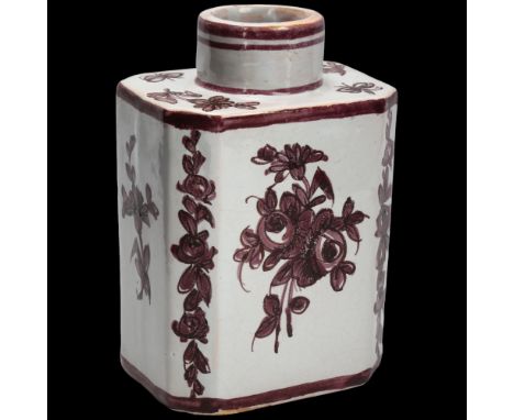 Delft ochre glaze pottery tea caddy, height 13.5cm Good condition