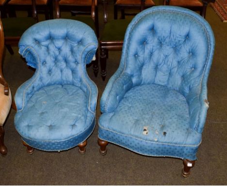Two Victorian walnut button backed chairs