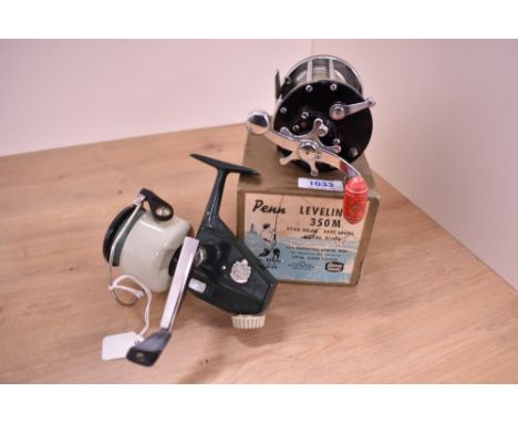 Two vintage fishing reels. An Abu Cardinal 66 in very nice condition and a Penn Leveline 350M in its original boxalso in very