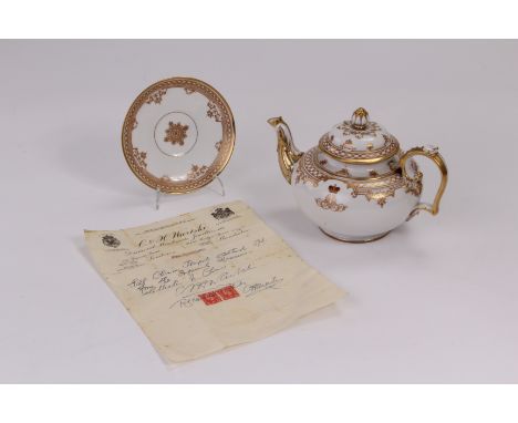 A Russian Imperial Porcelain Manufactury tea pot from the Grand Duke Alexander Alexandrovich service, period of Alexander II 