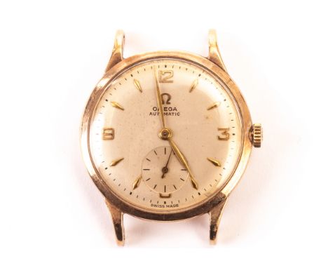A 9ct gold Omega Automatic gentleman’s wristwatch, having cream dial with gilt Roman and baton numerals and subsiduary dial, 