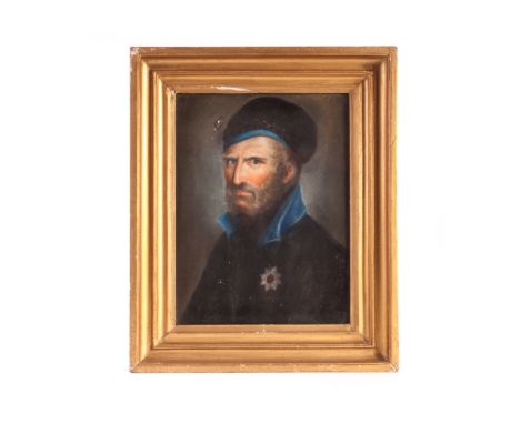 Atributed to Johann Friedrich Wilhelm Theodor Roux (1806-1880) pastel portrait on vellum of a Scandinavian sailor, wearing a 