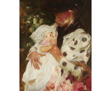 Sir James Jebusa Shannon, RA, RBA, RHA (British, 1862-1923)The Flower Girl oil on canvas81.3 x 66cm (32 x 26in).Footnotes:Pai