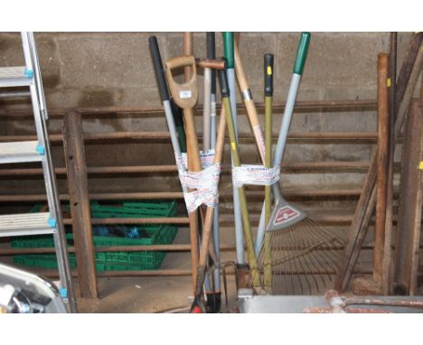 A quantity of long handled garden tools