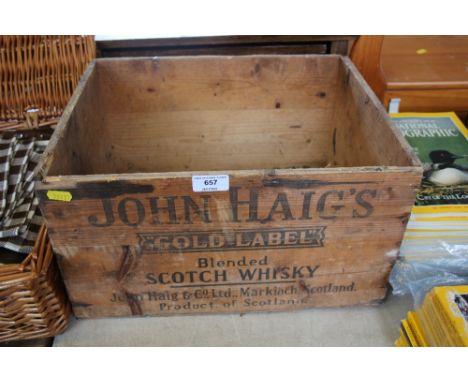 An advertising crate 'John Haig's Gold Label Blended Scotch Whisky'