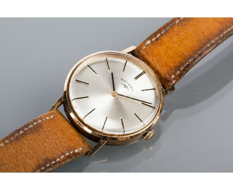 GENTLEMAN'S 1960s NINE CARAT GOLD ROTARY WRISTWATCH
the silvered dial with applied baton numerals, in a nine carat gold hallm