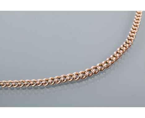 NINE CARAT ROSE GOLD GRADUATED CURB LINK ALBERT CHAIN
each link hallmarked nine carat gold, with hallmarked clip, total lengt