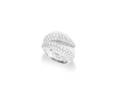 CARTIER: BAGUE 'PANTHERE' DIAMANTSDe forme géométrique, partiellement pavée de diamants de taille brillant, signée Cartier, n