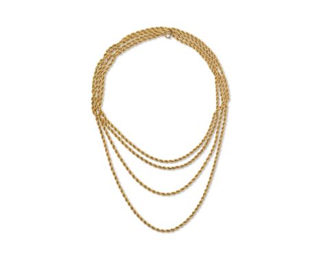SAUTOIR ORComposée d'une maille torsadée en or jaune, poinçon français d'import pour l'or 18K (750°/00), anneau et ressort en