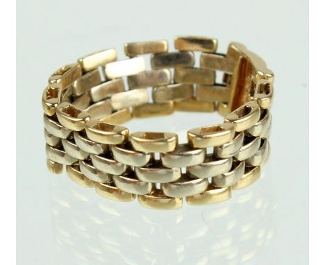 Ketten Ring - GG 585 punziert Gelbgold 585 (14 Karat), ca. 4,7 Gramm, Damenring aus 7 mm breiten, geschmeidig beweglichen Bac