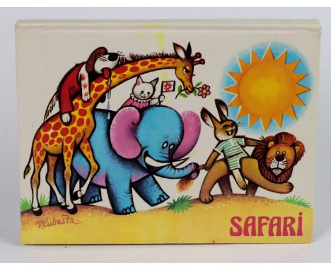 Kulissenbuch *Safari* mit 5 bewegl. u. klappbaren Seiten, Sonderausgabe für Gondrom Verlag, Bayreuth 1981, Artia Verlag, Prag