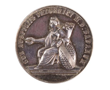 Verdienst- /Prämien- Medaille Baden 1852/1907 Silbermedaille unter Großherzog Friedrich von Baden (1852-1907), mit Namensgrav