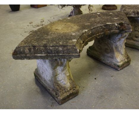 Concrete curved garden bench