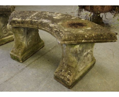 Concrete curved garden bench