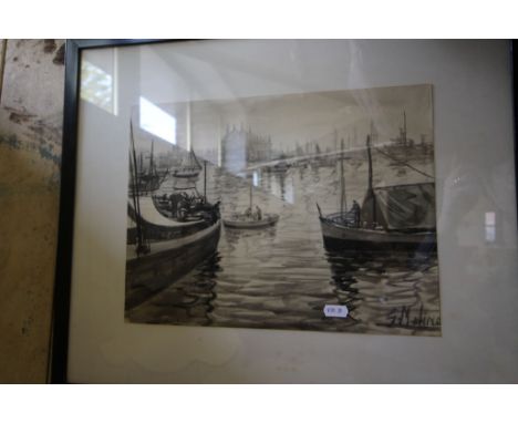 G. Molina - ink sketch - Venetian scene