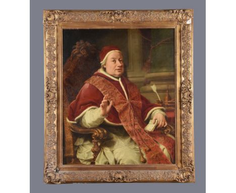 Giuseppe Tori (Italian 18th century)   Portrait of Pope Clement XIII   Oil on canvas   Signed and inscribed to pope's letter 