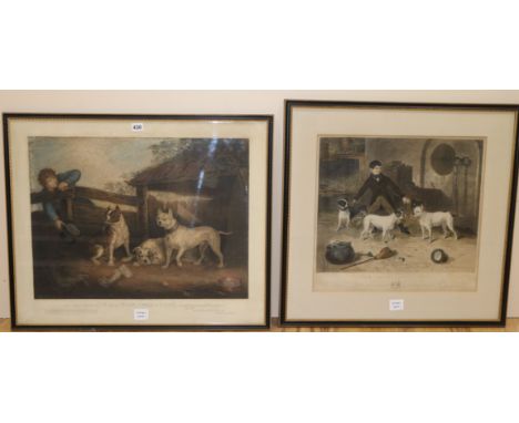 Ward after Chalon, coloured mezzotint, Wasp, Child and Billy, overall 57 x 69cm and another print of bulldogs, Jem Burn's Fou