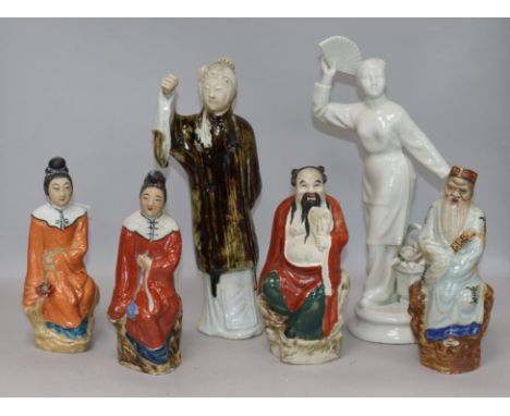 Six Chinese ceramic figures tallest 31cm