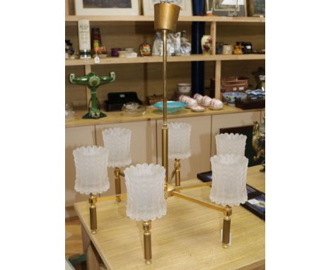 A six branch French 1960's hanging light H.73cm