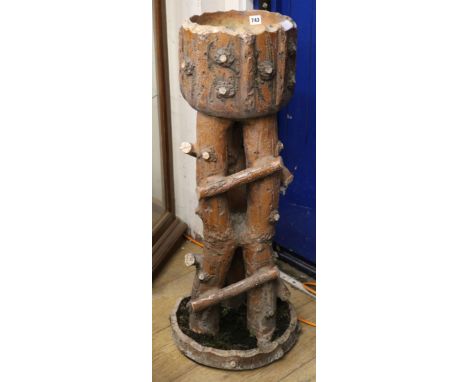 A Victorian stoneware rustic planter and pedestal W.35cm