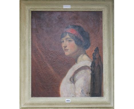 G E James, oil on canvas, portrait of a lady, 60 x 50cm