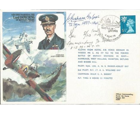 Ronald Lees and Edward Graham 72 Sqn Battle of Britain fighter pilots signed ACM Lord Dowding Historic Aviators cover Good co