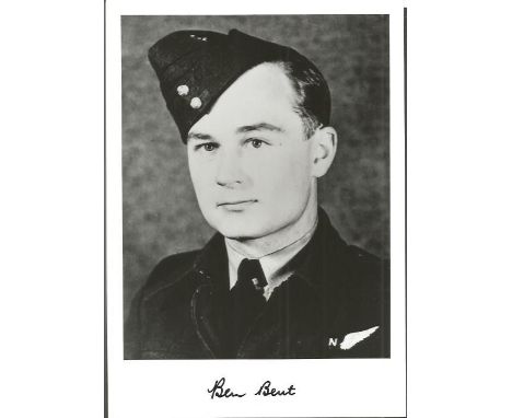 Flt. Lt. Benjamin Bent WW2 Battle of Britain pilot signed 7 x 5 black and white portrait photo. Limited edition of 200 signed