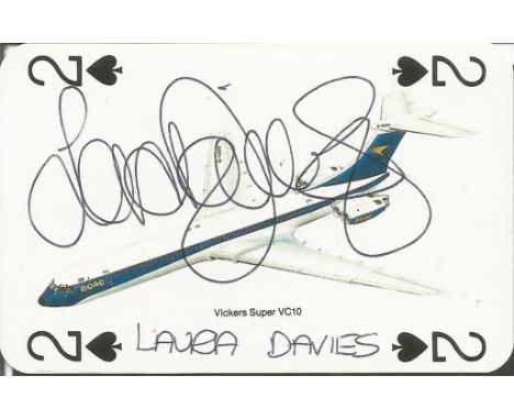 Laura Davies signed 2 of Spades playing card. Signed playing card which came from the collection of a BA steward who would as