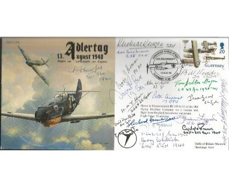 Battle of Britain veterans multi-signed cover. JSCC Aldertag Battle of Britain cover signed by an amazing 19 Battle of Britai