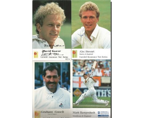 Cricket collection signed.  Consists of 24 signed colour photos mainly 6 x 4 inch.  Signatures included are David Gower, Alec
