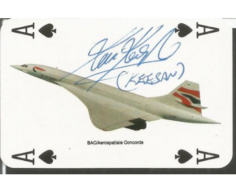 Kevin Keegan signed Ace of Hearts playing card.Signed playing card which came from the collection of a BA steward who would a