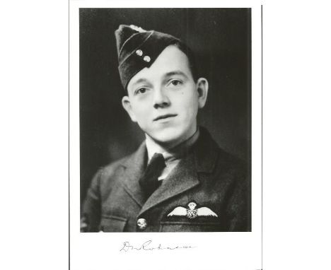 Flt. Lt. Denis Norman Robinson WW2 Battle of Britain pilot signed 7 x 5 black and white portrait photo. Limited edition of 20