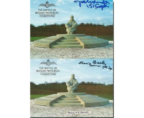 Battle of Britain Autographed Cards Collection. Thirty 6x4 colour postcards of the Battle of Britain Memorial in Folkestone. 