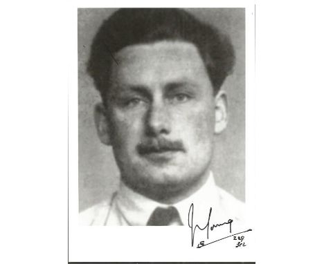 Wg. Cdr. John Reginald Cass Young WW2 Battle of Britain pilot signed 7 x 5 black and white portrait photo. Limited edition of