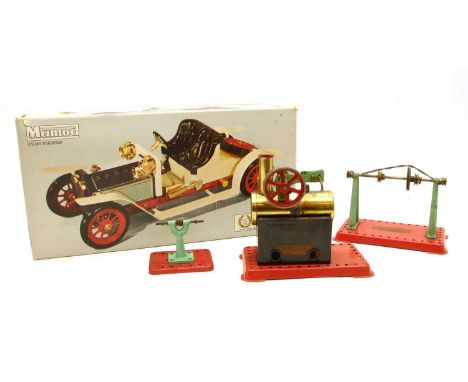 A Mamod Steam Roadster and a stationary steam engine