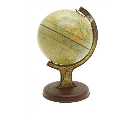 A Chad Valley lithographed terrestrial globe, no.10120, 21cm high