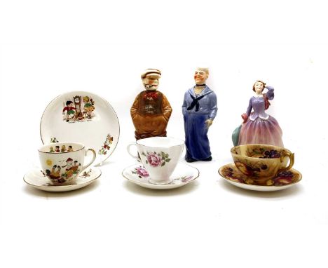 An Aynsley Orchard Gold tea set, together with a collection of Meakin nursery wares, a Doulton figure and similar