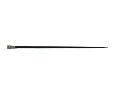A Chinese white metal handled sword stick , 95cm long