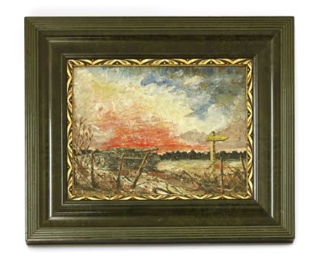 Lieutenant Pistitsh J Ratko of the Yugoslav Army, A WWII TANK EN ROUTE TO BERLIN Oil on card 11 x 15.5cm, together with a let