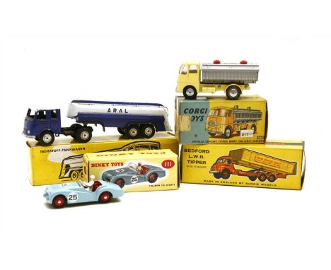 Four boxed model vehicles, to include a 'No 276 Bedford L.W.B. Tipper' by Budgie, a Corgi 460 'Neville Cement Tipper Body on 