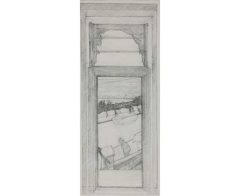 *John Wonnacott (b.1940) 'ESTUARY WINDOW, SKETCH' Pencil 67 x 26cm Exhibited: Marlborough Fine Art (no.33482.6). *Artist's Re