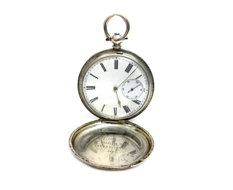 QUEEN VICTORIA INTEREST - SILVER KEY WIND HUNTER POCKET WATCH, the movement by Klaftenberger, Gieneve, the white enamel dial 