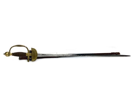 LATE 19TH CENTURY DRESS SWORD, inscribed 'Deputy Lieutenant's Sword for the Co. of Antrim Ireland', with scabbard, 95cm long 