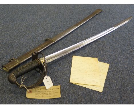 Sword: An 1821 Pattern Infantry Officers Sword. Blade engraved 'Prince of Wales Own Hussar's' and the initials 'A.H.C' (Major