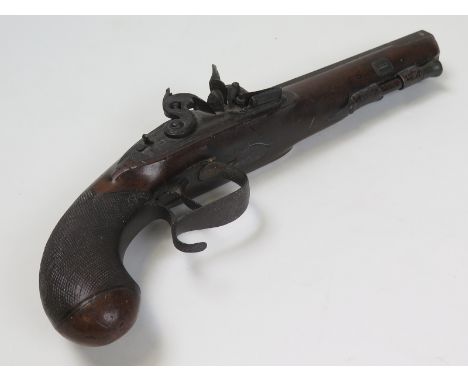 Pistol: A good quality flintlock 'man stopper' pistol by John Bingham (Birmingham gunsmith 1800-1831 at Great Charles Street 