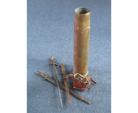 Bayonets and Militaria - a German WW1 bayonet (no scabbard), French Bayonet 1876 (no scabbard), British P'07 Bayonet with Sca