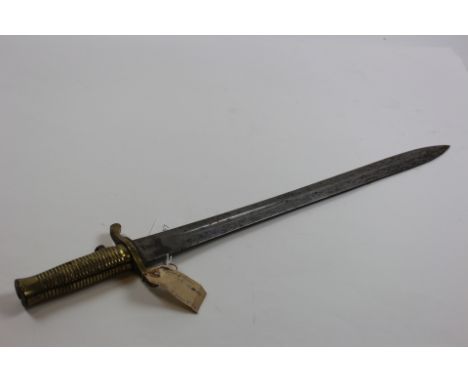 Bayonet: A good and original 1848 pattern Brunswick rifle bayonet. Blade marked 'ENFIELD' & 'V.R.' Inspection stamp crown ove