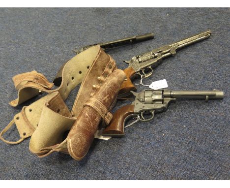 Pistols: 'A ''Western'' replica lot' Colt single action Army revolver 5 1/2'' barrel in a leather holster w/belt and inert ca