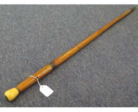 Sword stick: A Victorian sword stick. Overall length 3 feet. Triform blade 15.5" (light rust) Iron ferrule. Ivory/Bone bun po