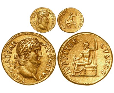 Nero gold aureus, wt. 7.37g., Rome Mint 65-66 A.D., obverse:- Laureate bust right, legend:- NERO CAESAR AVGVSTVS, reverse:- J